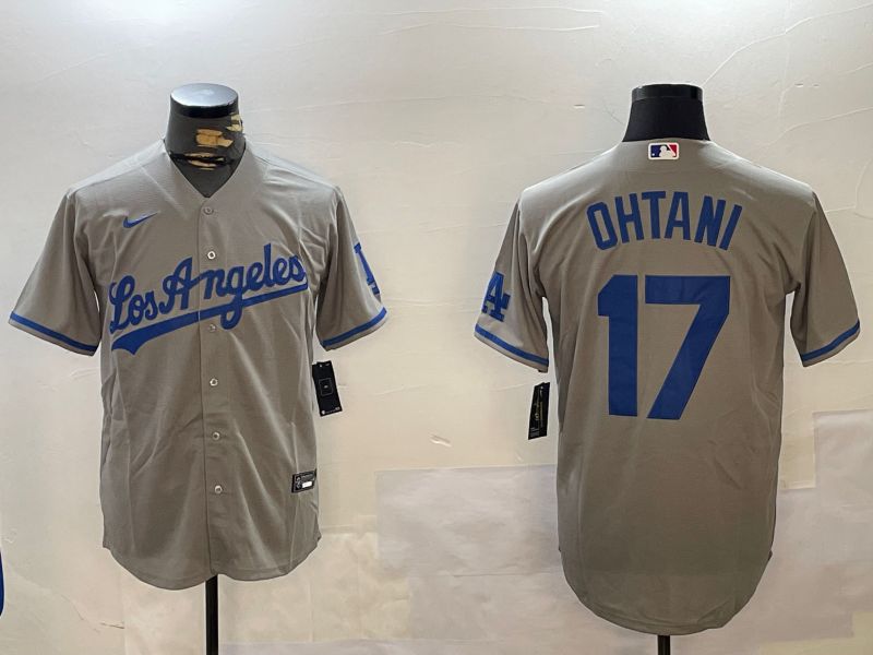 Men Los Angeles Dodgers #17 Ohtani Grey Game 2024 Nike MLB Jersey style 1216